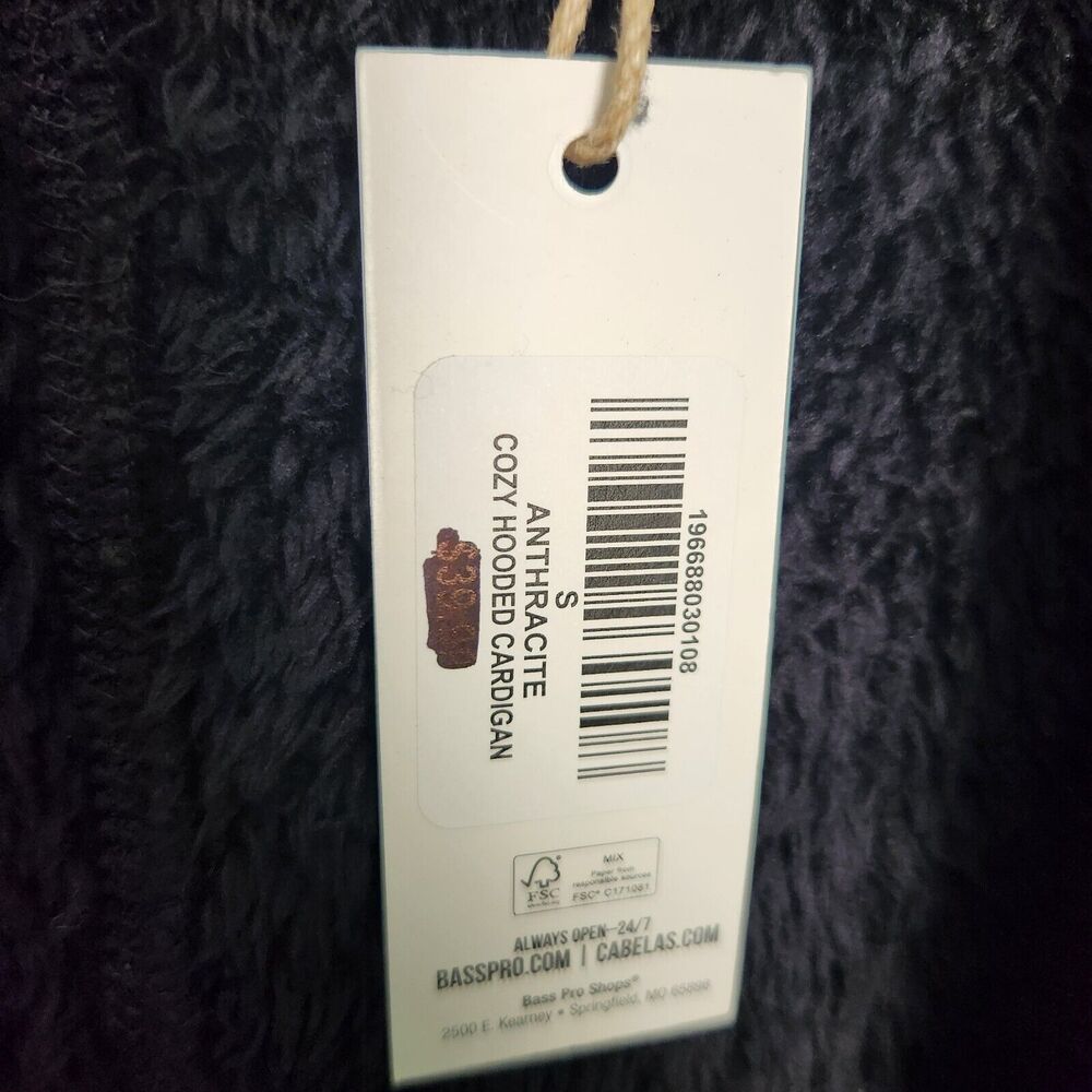 Natural Reflections Small Anthracite Cozy Hooded Cardigan Long Fleece Black NWT - Picture 11 of 13